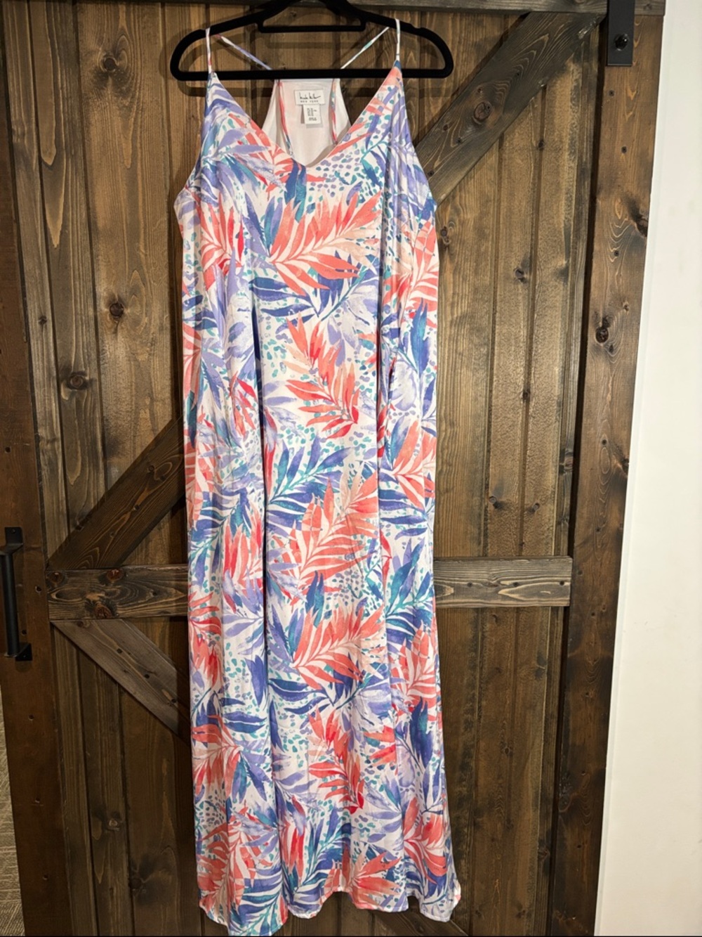 Lush Palm Print Maxi Dress - Coral & Lavender